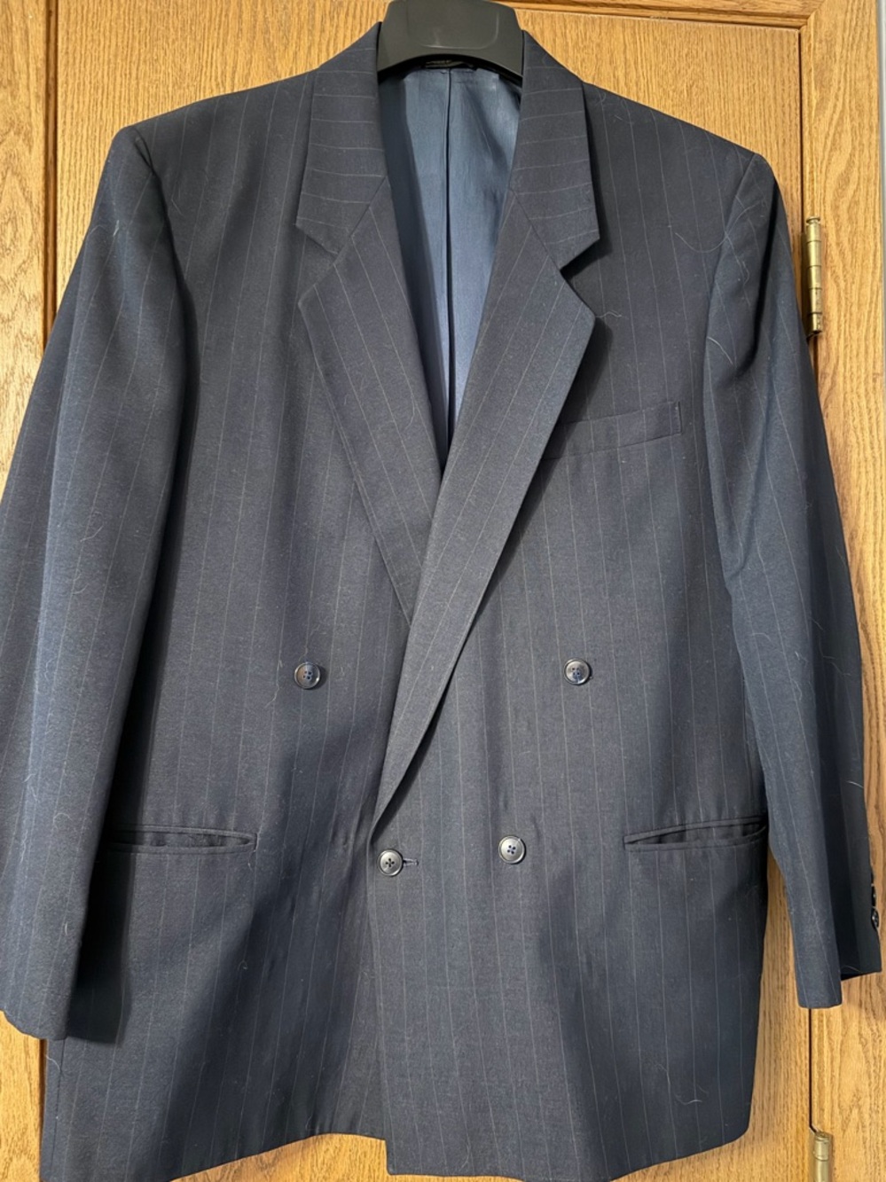 Levi's Men's Navy Pinstripe Double-Breasted Blazer 44R
